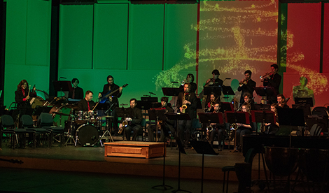 A Roberts ensemble performs on stage at the Christmas Gala.