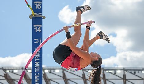 Brynn makes a pole vault attempt