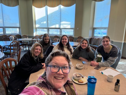 Hannah with fellow students an Dr. Berry in her internship class.