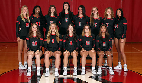 The Roberts Women's Volleyball team smiles