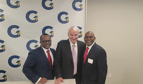 Simao DaSilva, Tom Golisano, and President Rupert Hayles.