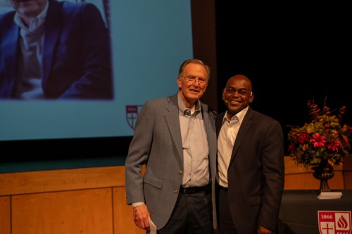 William Todd and President Hayles smile