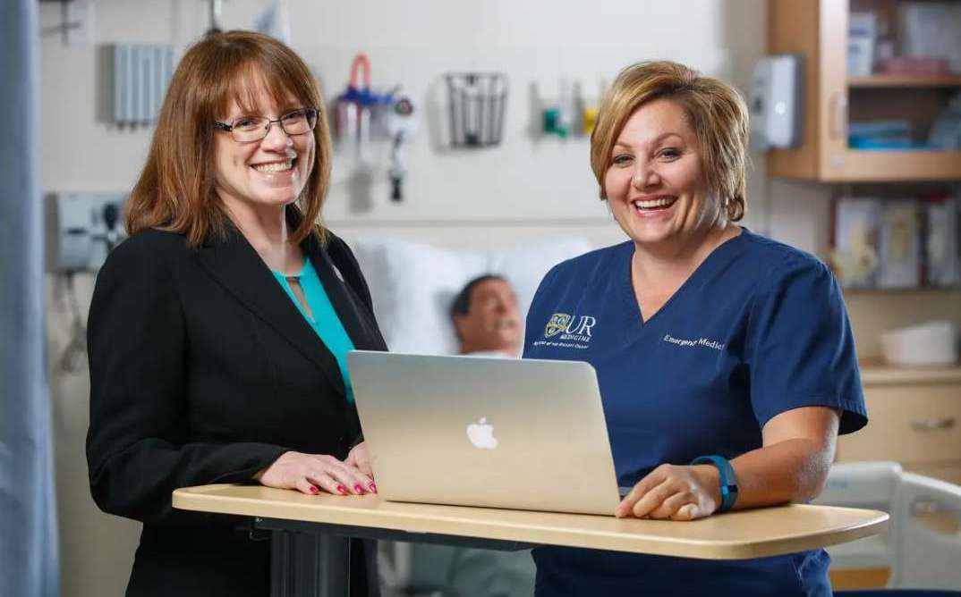 Nurse in teal scrubs