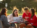 A group of Roberts Wesleyan students studying