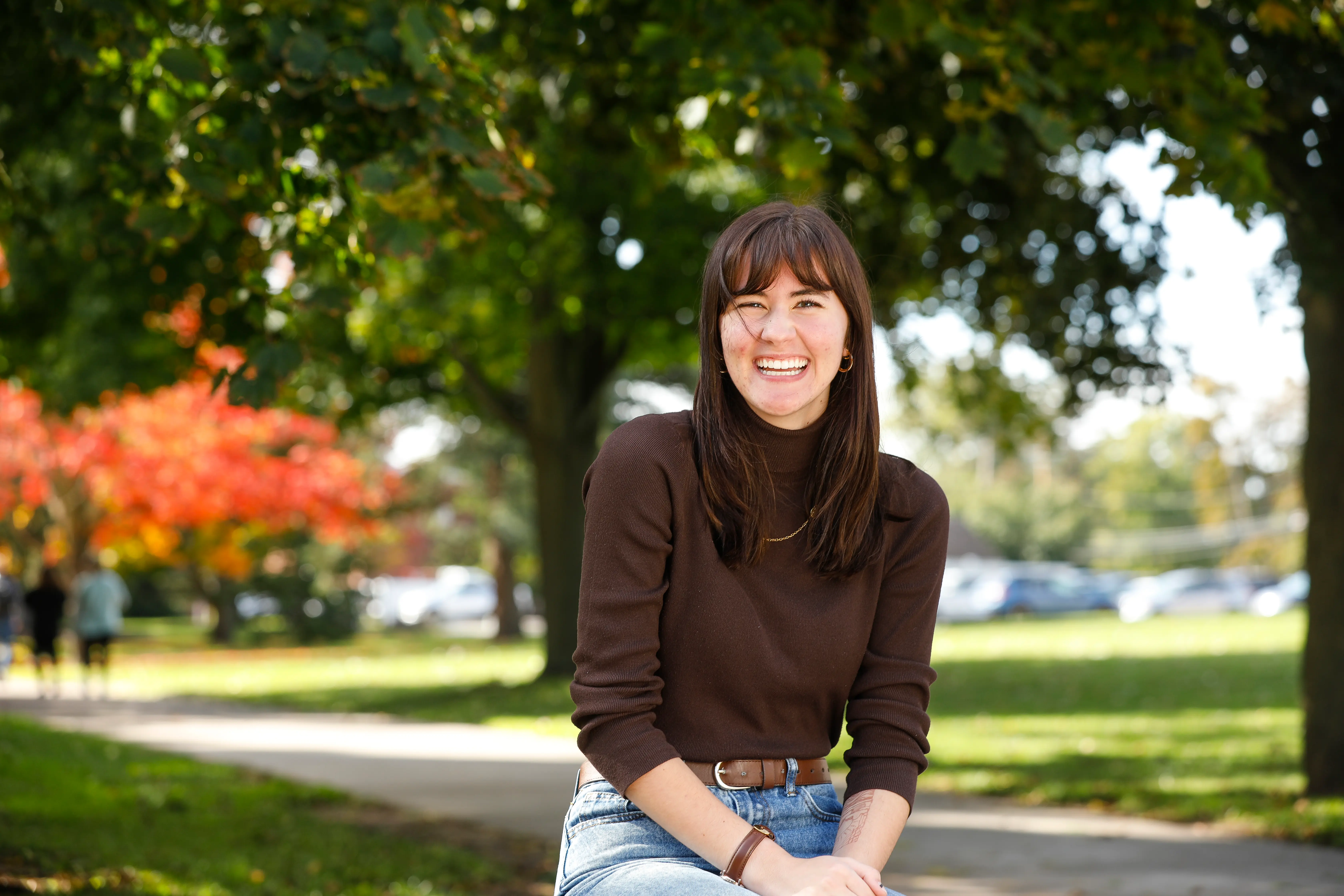 A young woman smiles