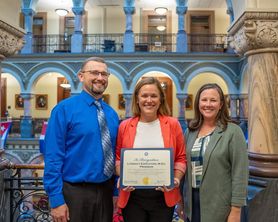 Dean Dr. Adam Huck, Dr. Elizabeth Stevens, Dr. Maryanne Barrett at City Hall